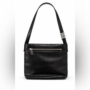 Ralph Lauren Black Leather Shoulder Bag – Silver Hardware – Y2K Minimal
